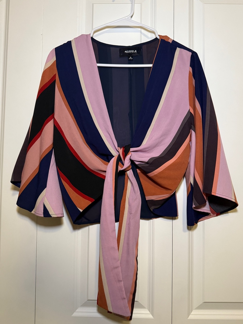 Striped Tie-Front Crop Top